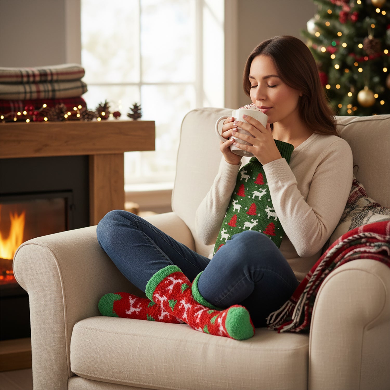 VESTIAMO CASA GRAN NATALE - Borsa Acqua Calda Natalizia con calzini 0,7L